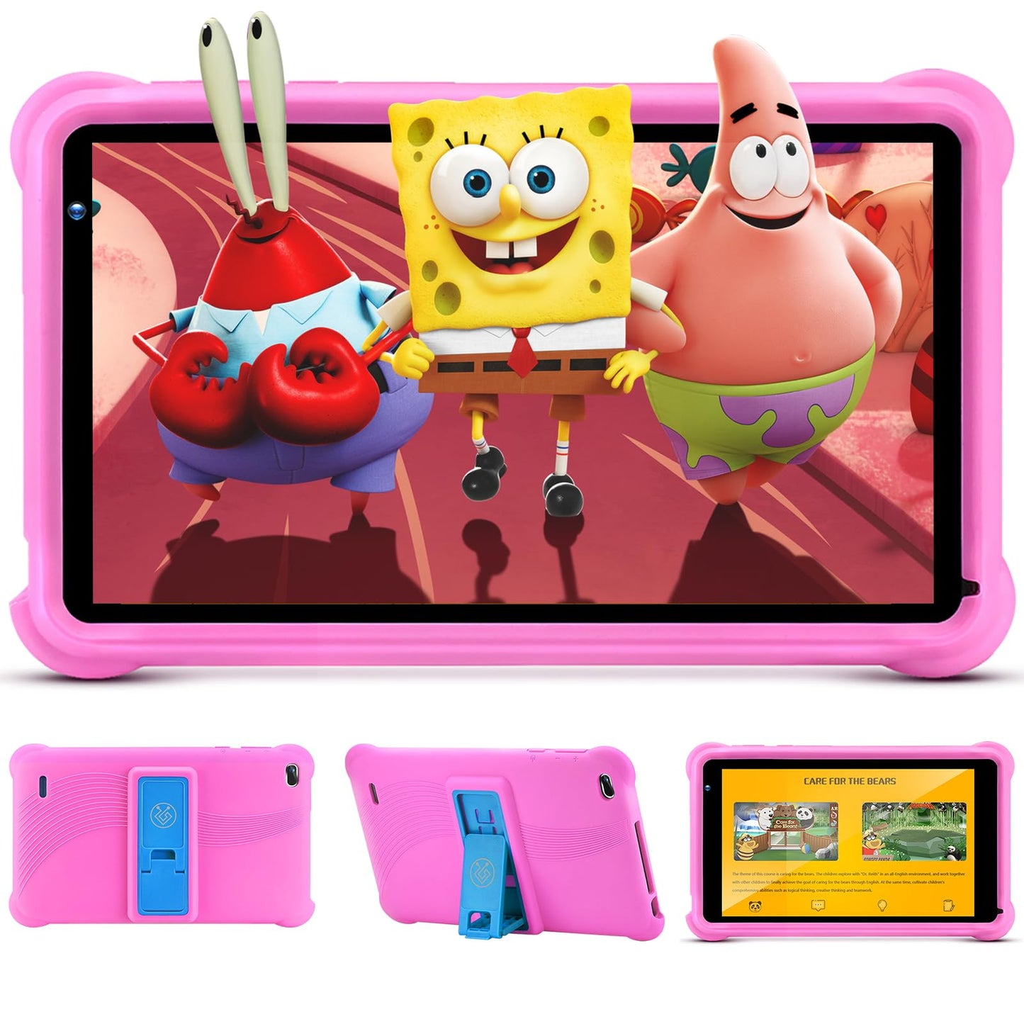 qunyiCO bērnu planšetdators 7 collu Android 10 bērniem 2 GB + 32 GB GMS sertificēts, planšetdatori, iepriekš instalētas lietotnes, bērnu kontrole, Bluetooth, WLAN, mācību planšetdators ar bērnu aizsardzību (rozā)