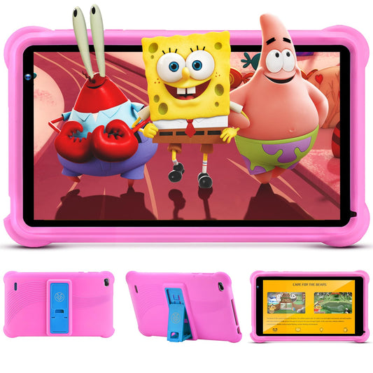 qunyiCO bērnu planšetdators 7 collu Android 10 bērniem 2 GB + 32 GB GMS sertificēts, planšetdatori, iepriekš instalētas lietotnes, bērnu kontrole, Bluetooth, WLAN, mācību planšetdators ar bērnu aizsardzību (rozā)