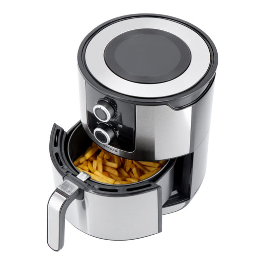Karstā gaisa fritēšanas ierīce XL 4L - 200°C, 1400W, bez eļļas, taimeris, nerūsējošais tērauds, ideāli frī kartupeļiem.