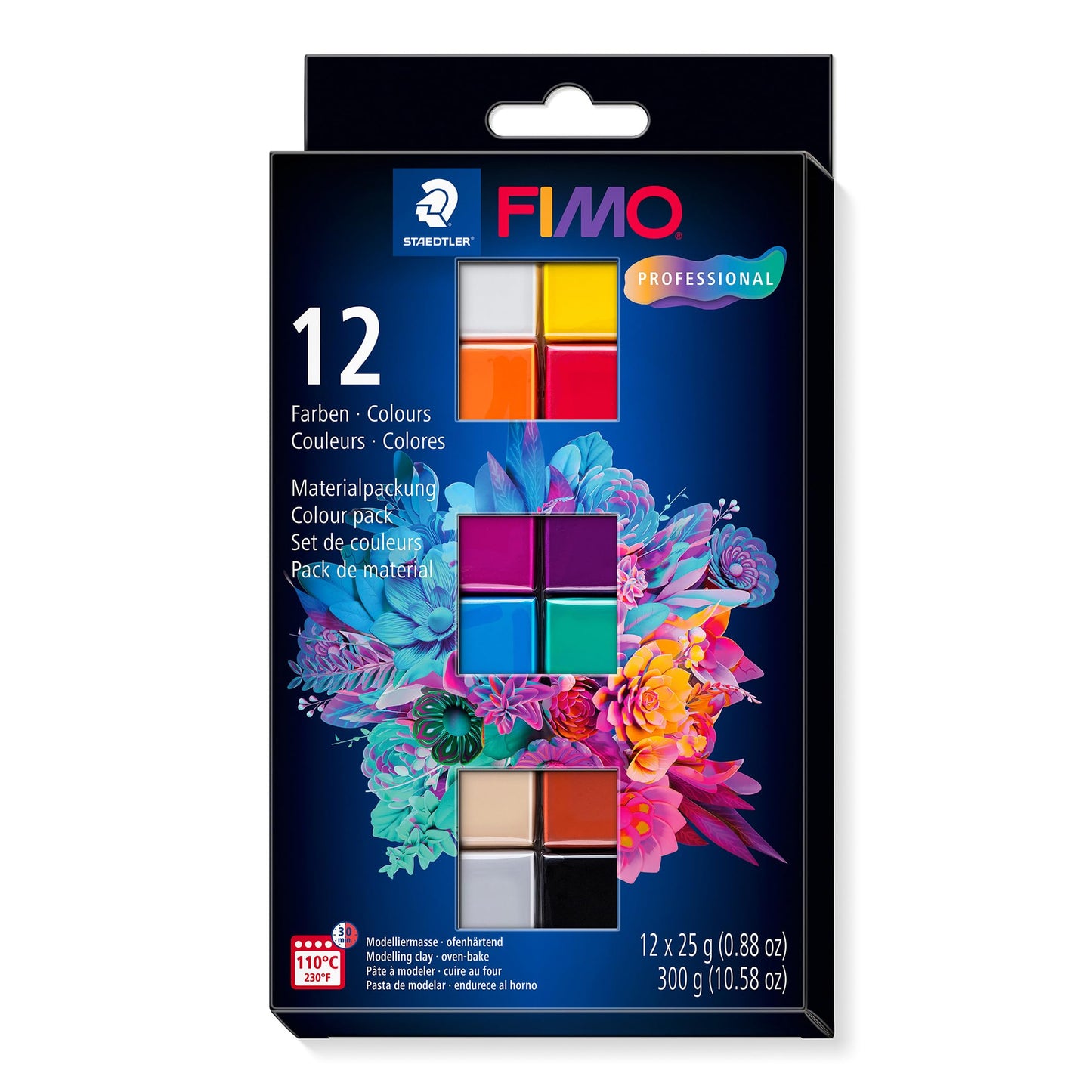 FIMO professional modelēšanas masa STAEDTLER 8043 C12-1, sacietējoša gaisā, 12 sortētas pamata krāsas