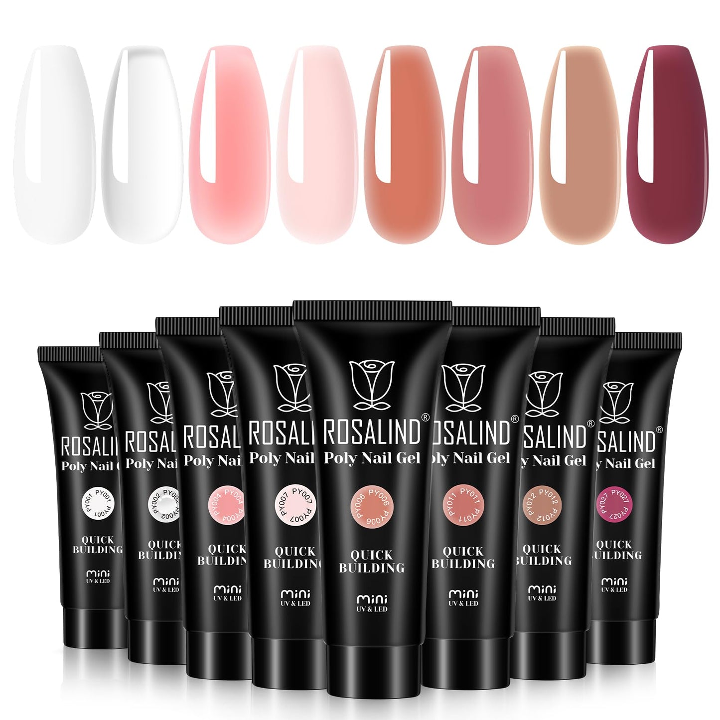 Naglu pagarināšanas gēls ROSALIND 8 krāsas 10ml Quick Builder nagu gēla komplekts