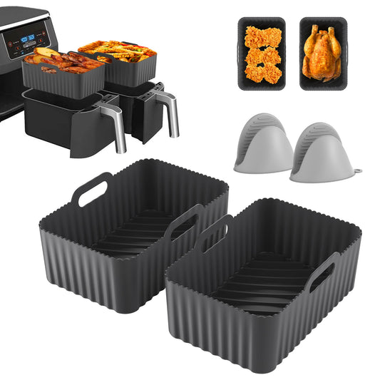 Ninja karstā gaisa fritēšanas silikona forma - 4 pelēki silikona ieliktņi, piemēroti Dual Zone Air Fryer modeļiem.