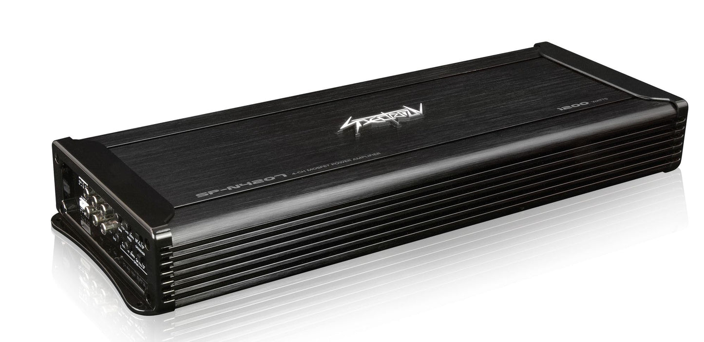 6. SPECTRON SP-N4207 4-kanālu pastiprinātājs 4 x 100 vati