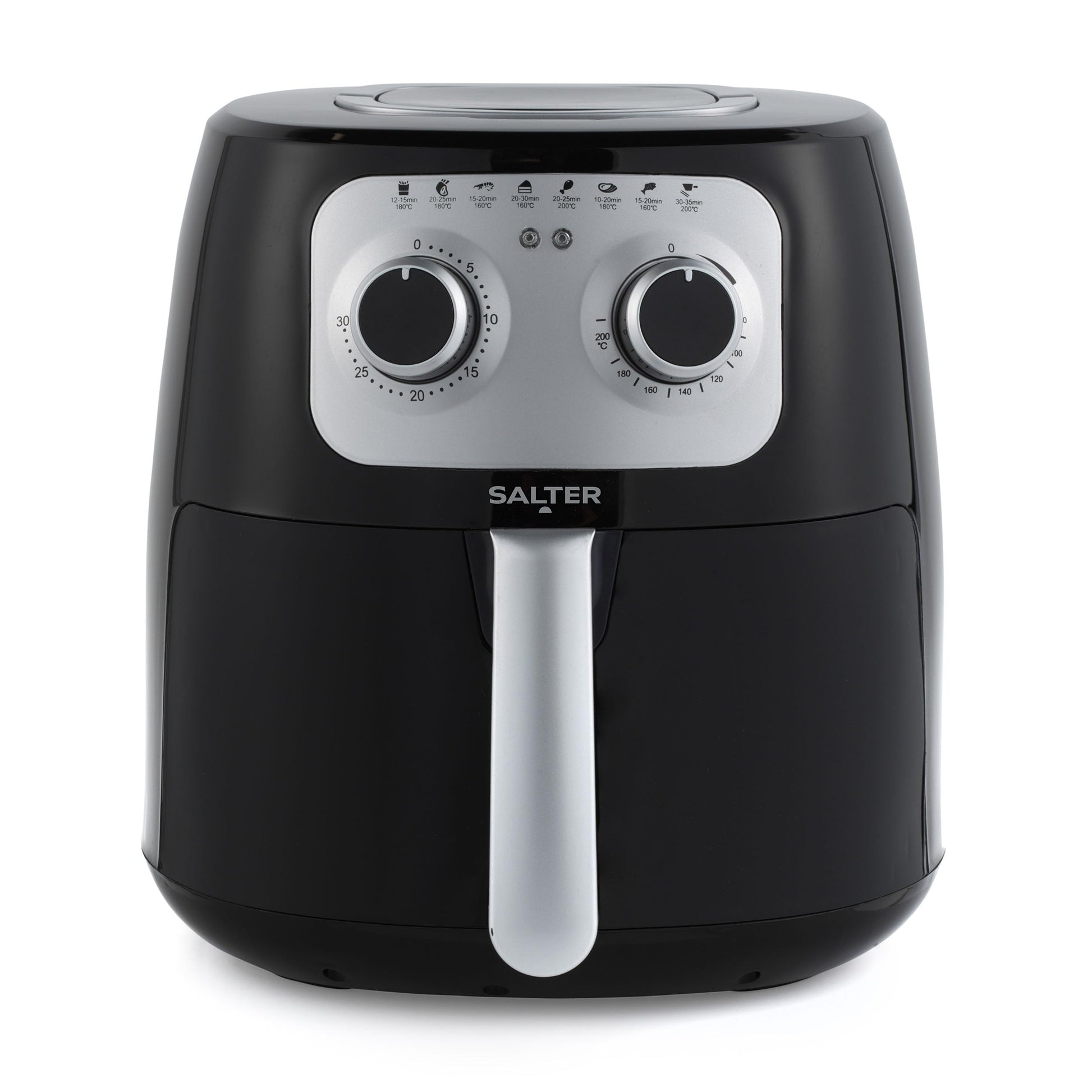 Salter 4.2L Hot Air Fryer - Oil-free, adjustable temperature, 30-min timer, non-stick grill, 1300W, versatile for meat and fish.