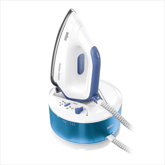 Braun CareStyle Compact IS 2143 BL - tvaika gludeklis ar FreeGlide 3D, 2400W, 6 bāru spiediens, 1,5L tvertne, zils