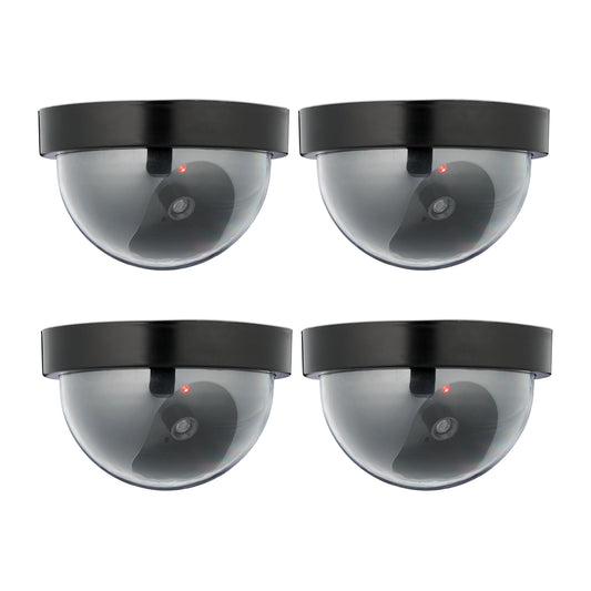 Relaxdays kamera makets, 4 gabalu komplekts, mirgojoša LED, iekšā un ārā, ar baterijām darbināms, uzraudzības kameras makets, melns