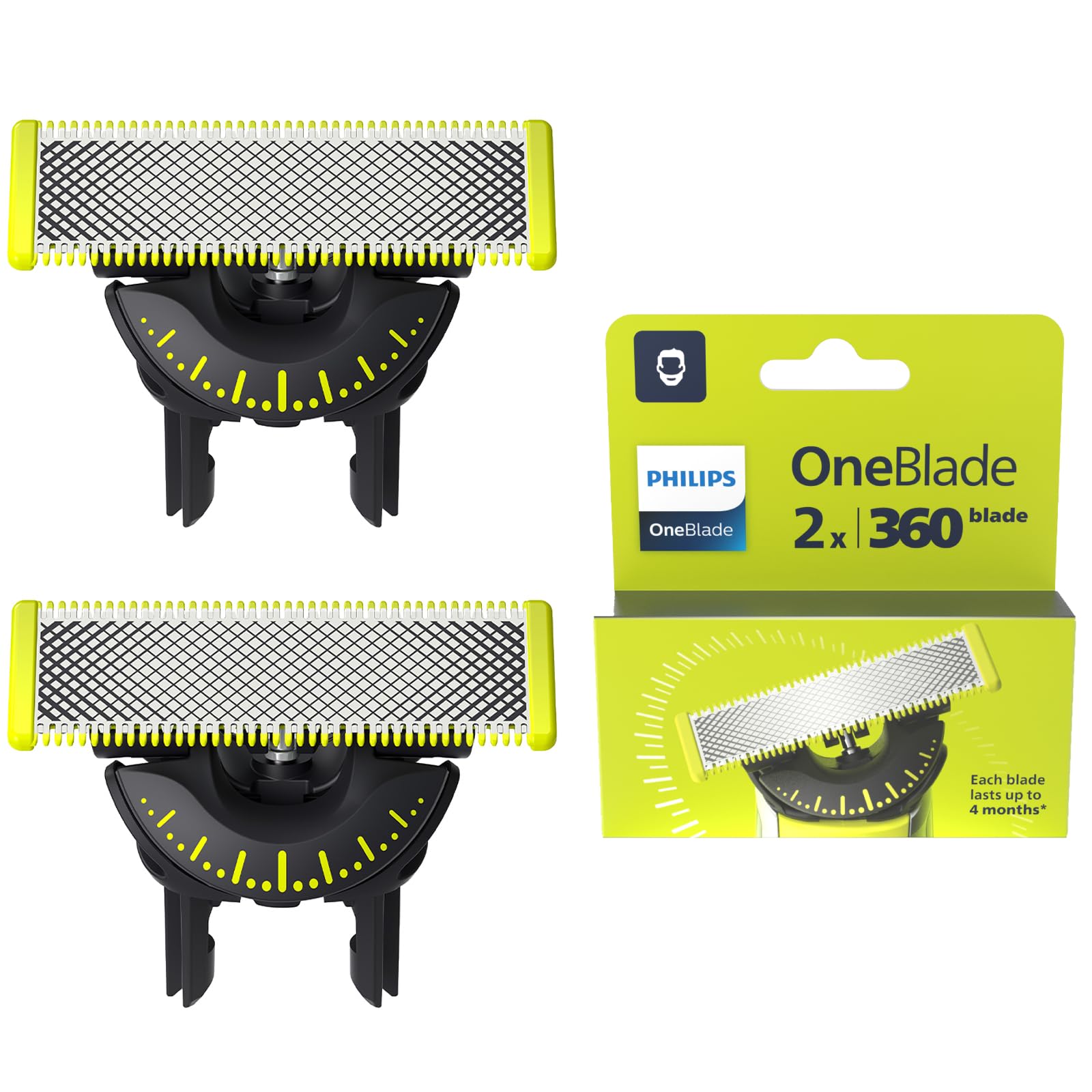 Philips OneBlade Original 360-asmeņi, piemēroti visiem OneBlade un Pro modeļiem, oriģināls no Philips, 2 gab. (modelis QP420/60)