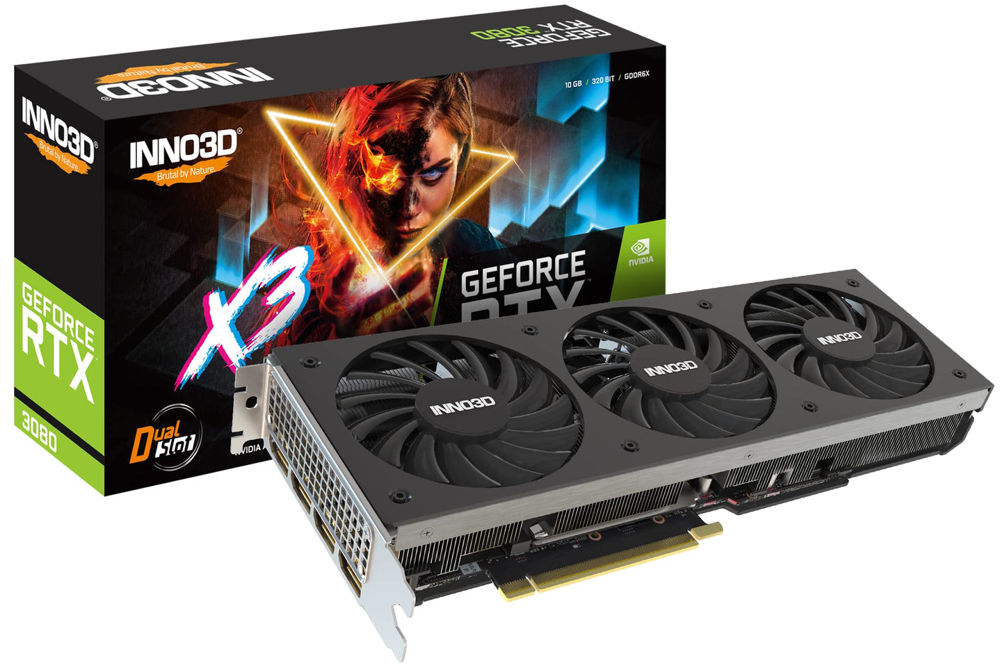 Inno3D GeForce RTX 3080 X3 LHR - 10GB GDDR6X, HDMI, 3 DisplayPorts, high-performance gaming graphics card