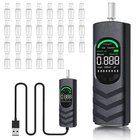 Alkohola testeris ar 30 iemutņiem, policijas līmeņa precizitāte ar USB-C