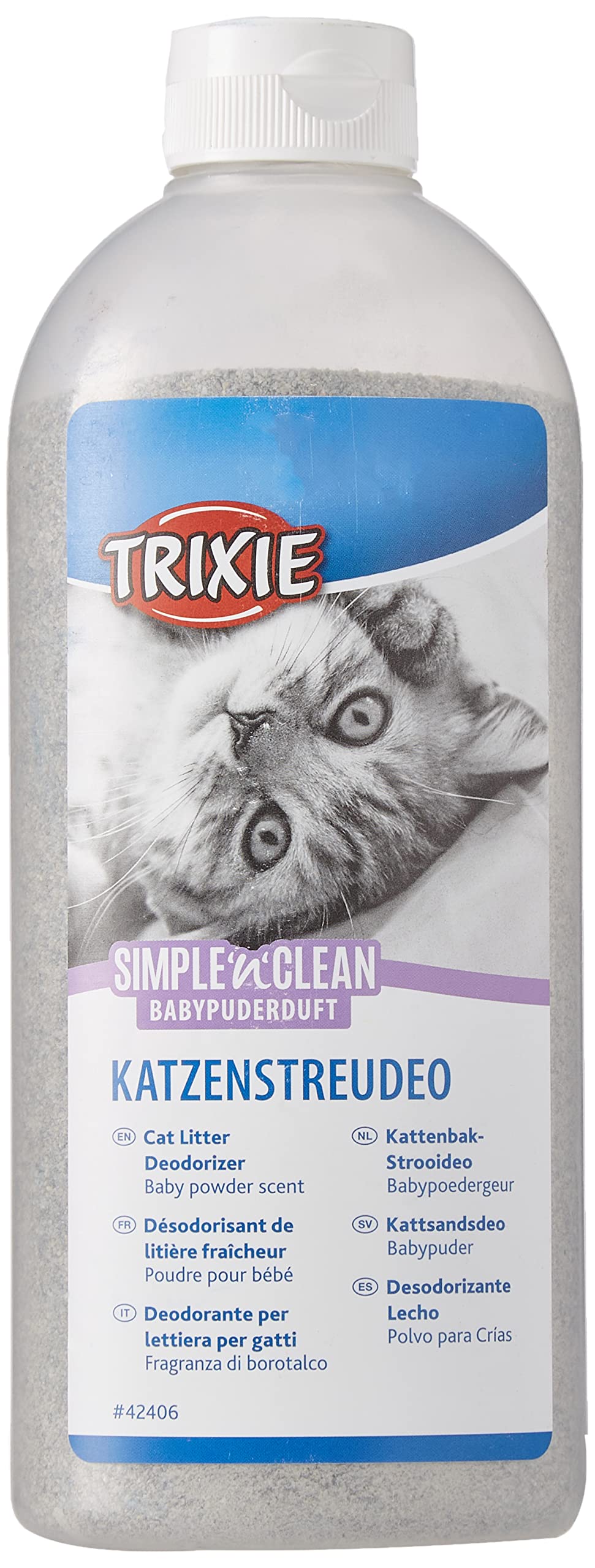 Kaķu pakaišu dezodorants TRIXIE Simple'n'Clean ar bērnu pūdera aromātu, smaku absorbējošs – 750 g