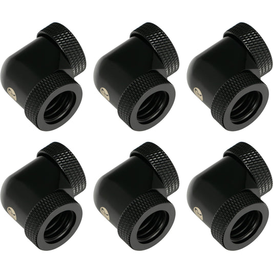 Raijintek savienojums PELIAS D160906, 16mm, 90 grādu adapteris - 6 gabalu iepakojums, melns