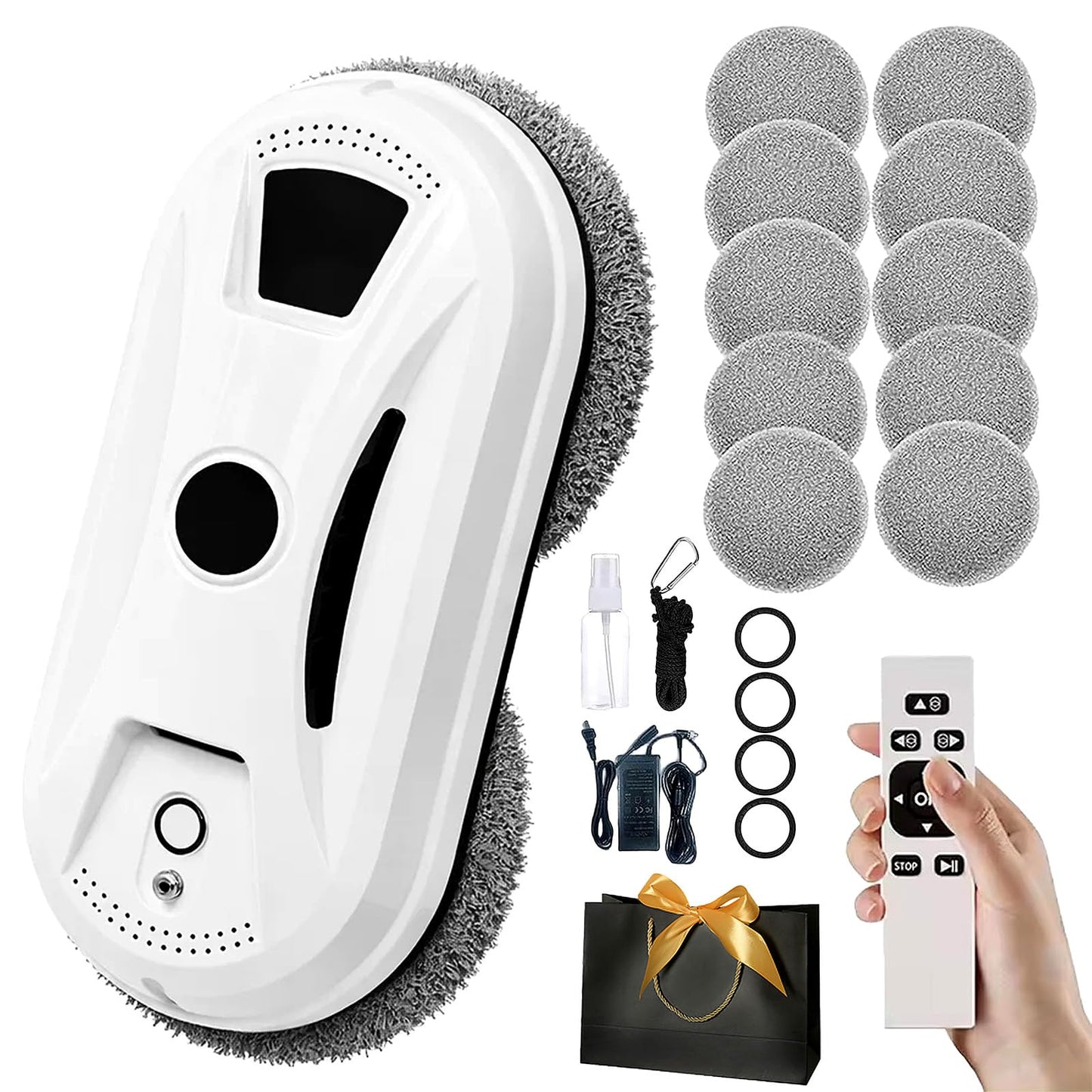 Osmo RoboClean logu tīrīšanas robots - 2027 Robo Clean logu tīrīšanas robots ar tālvadības pulti, 3 automātiskie tīrīšanas režīmi, inteliģenta navigācija un malu noteikšana, drošības trose, logiem (A)