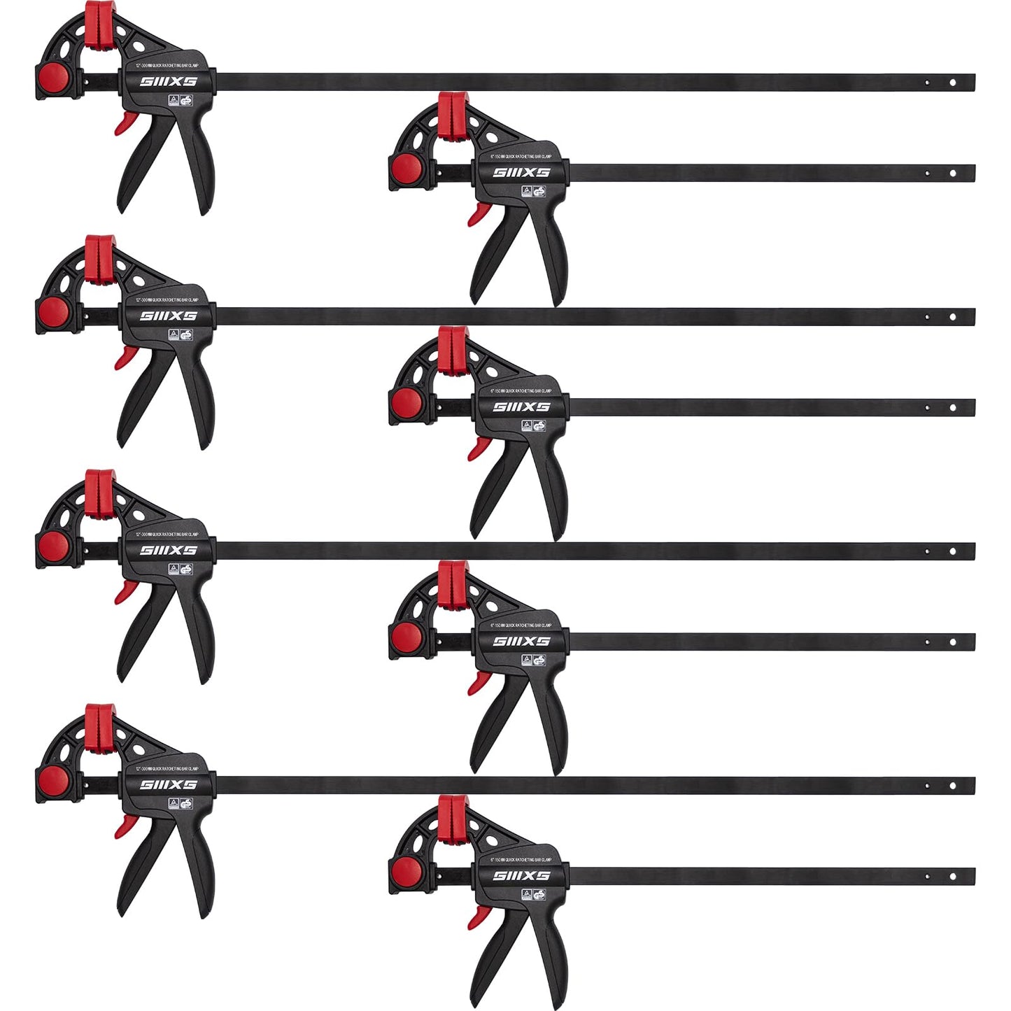 Vienrokas saspiedēji SIIIXS komplekts 8 gab., 152mm/304mm, 80Kg, GS sertifikāts
