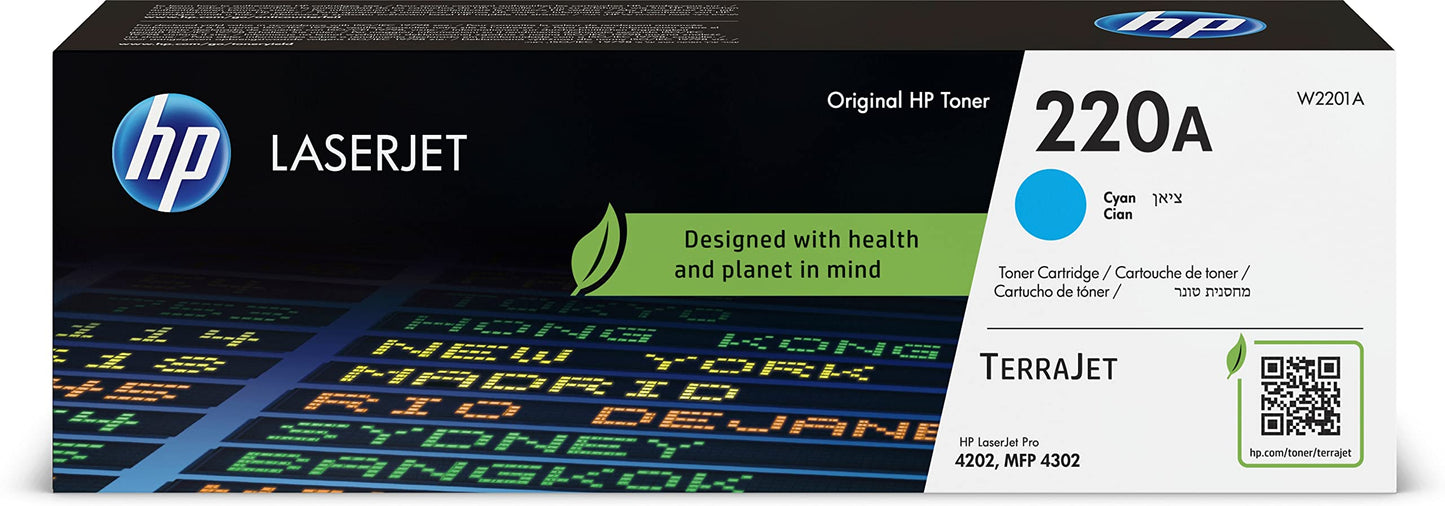 HP 220A Cyan toner cartridge - Original LaserJet, high-quality print, compatible with HP printers.