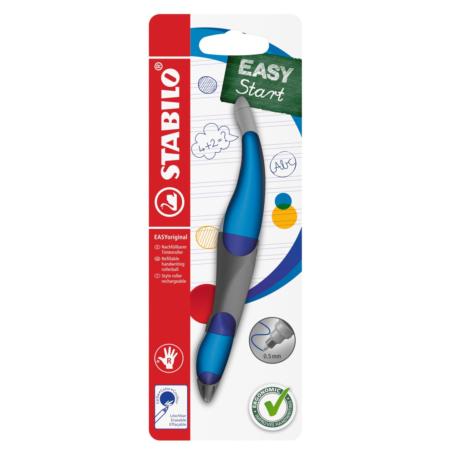 Tintes pildspalva labročiem STABILO EASYoriginal, ergonomiska, bērniem no 6 gadiem