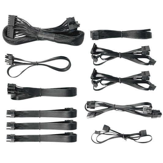 Nfortec Sagitta PSU kabeļu komplekts - 750W, modulāra sistēma, 24 kontaktu ATX, SATA, PCI-E, EPS, RGB kabeļi