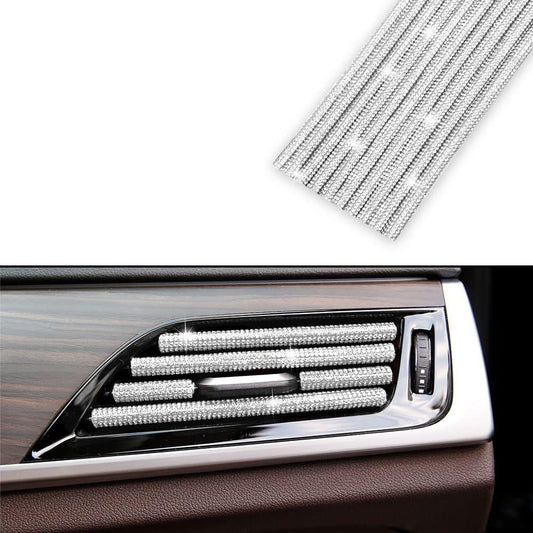 3 gab. auto gaisa ventilācijas dekoratīvas līnijas 20 cm ar rhinestone, mirdzoša ventilācijas restes dekorācija, balta