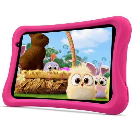 PRITOM Android 10, 8 collu bērnu planšetdators, bērnu drošības funkcija, bērnu lietotne, Quad-Core procesors, 2 GB RAM, 32 GB ROM, HD-IPS ekrāns, divas aizmugurējās kameras, ar bērnu planšetdatora vāku (rozā)