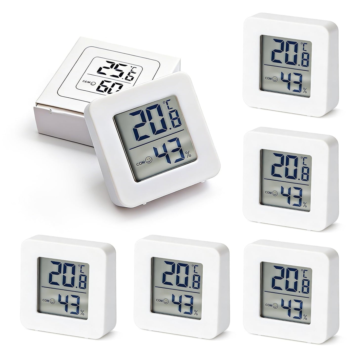 Iekštelpu termometrs un higrometrs, 6 gab., mini digitālais temperatūras un mitruma mērītājs ar LCD ekrānu