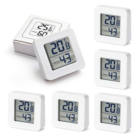 Iekštelpu termometrs un higrometrs, 6 gab., mini digitālais temperatūras un mitruma mērītājs ar LCD ekrānu
