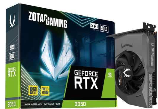 Zotac GEFORCE 3050 ECO - Compact graphics card with efficient cooling and 8GB memory for gaming performance.