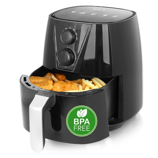 Emerio SmartFryer AF-126667 - XL 3.8L air fryer, BPA-free, quick heat, cool touch, 1450W, oil-free frying, black.