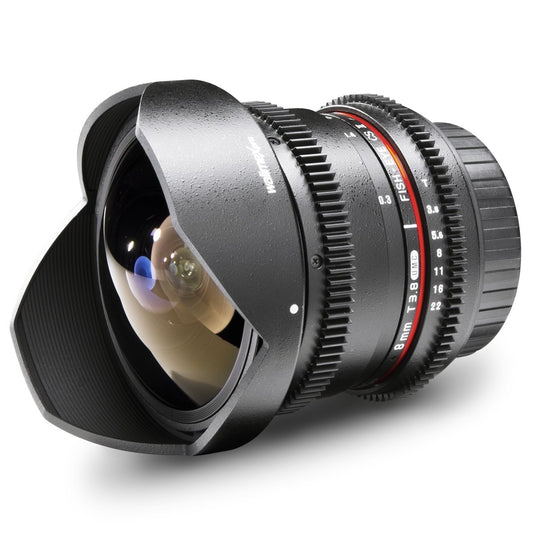 Walimex Pro 8 mm f/3,8 Fish-Eye II VDSLR objektīvs (iekļauts noņemams pretgaismas filtrs) Sony Alpha objektīvu bajonetam