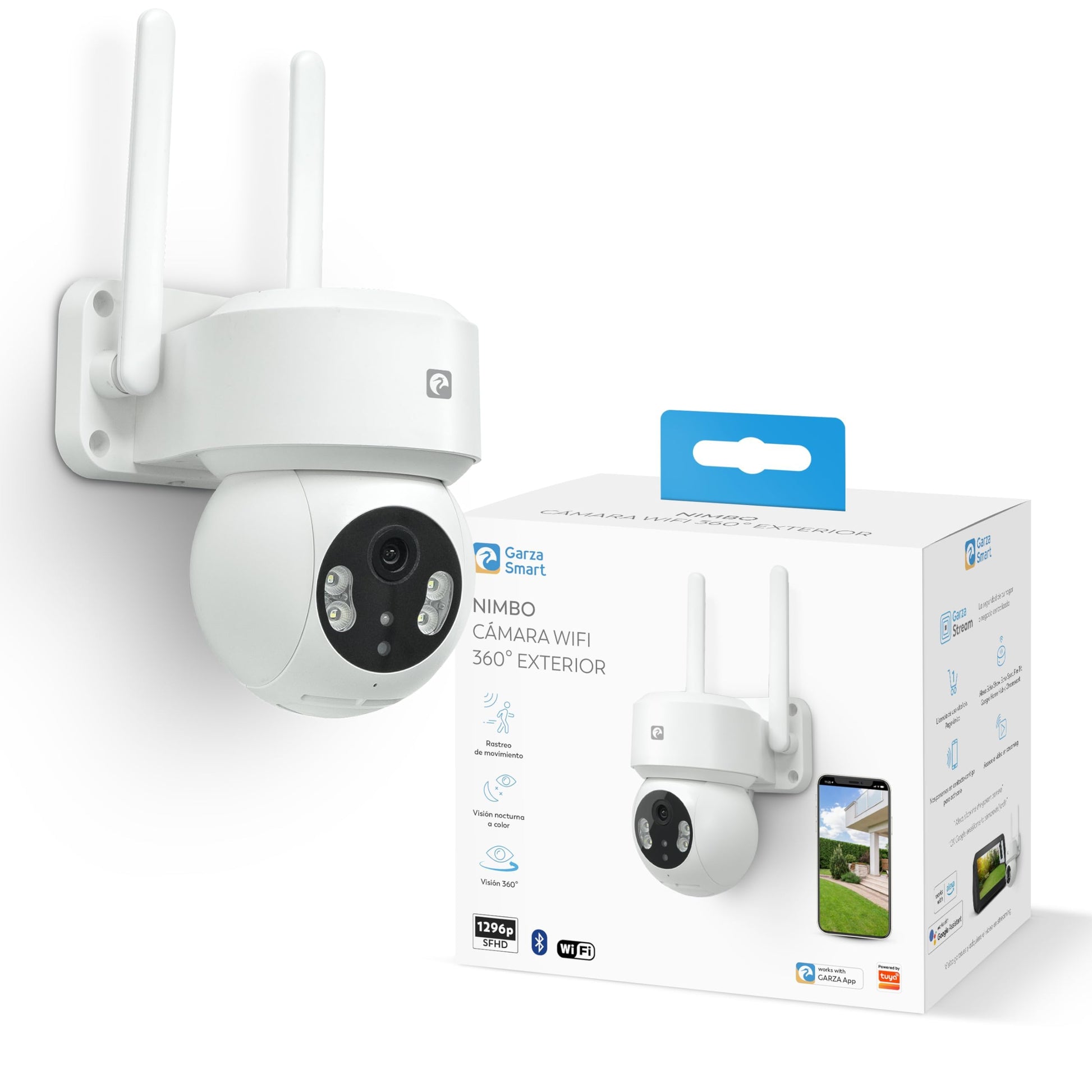 Garza - Inteliģenta 360°-WLAN-IP-uzraudzības kamera āra lietošanai 1296P ar nakts redzamību, divvirzienu audio, kustības atpazīšanu, lietotnes vadību