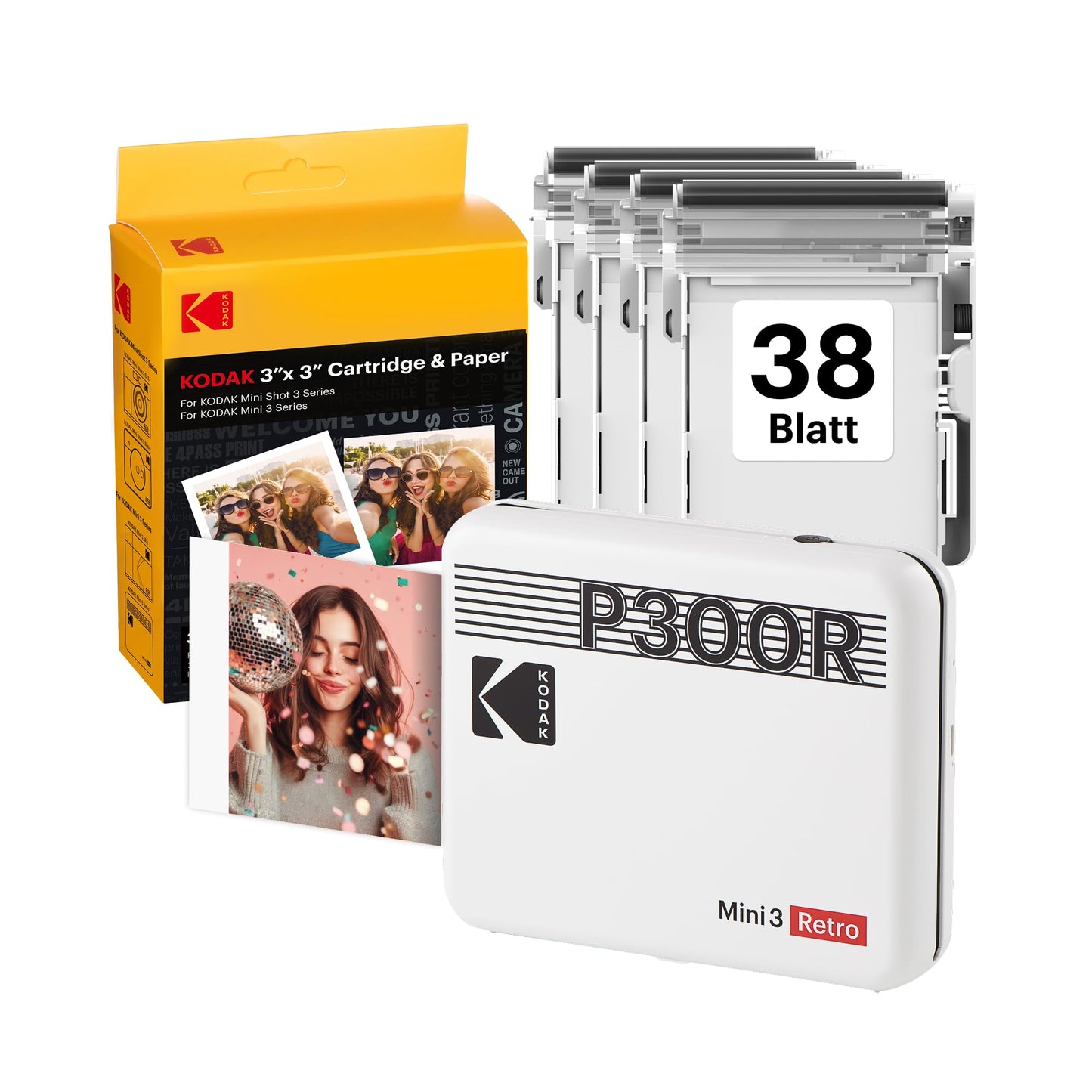 Fotoprinteris KODAK Mini 3 Retro 7,6x7,6 cm, 4PASS, 38 lapas, balts