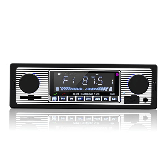 Klasisks auto stereo Bluetooth auto radio ar 2 grozāmpogām, Single DIN 60WX4, FM brīvroku autoradio veco automašīnu MP3 AUX USB U-Disk audio ar tālvadības pulti