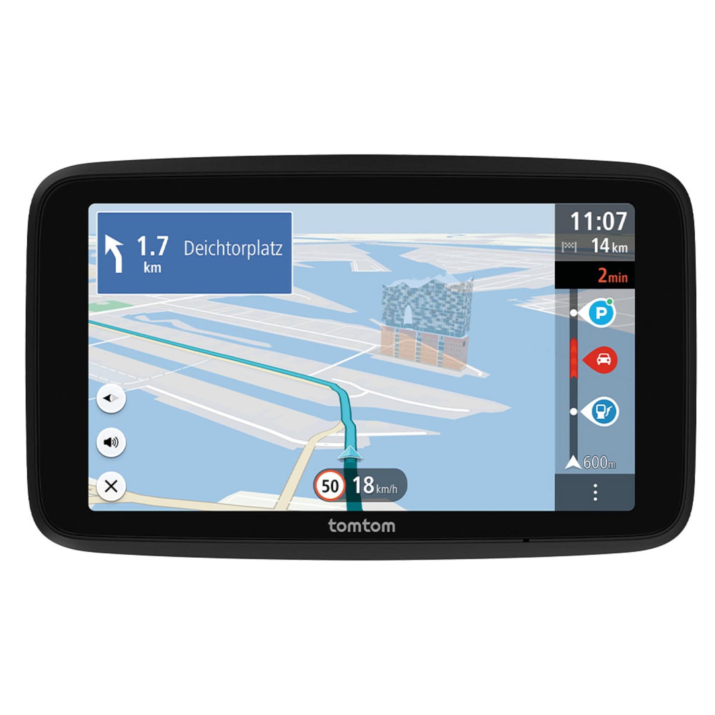 GPS navigators auto TomTom GO Advanced, 6 collu, satiksmes apvedceļš ar TomTom Traffic, pasaules karšu atjauninājumi, Wi-Fi atjauninājumi, dinamiska joslu vadība, integrēts apgriežams stiprinājums