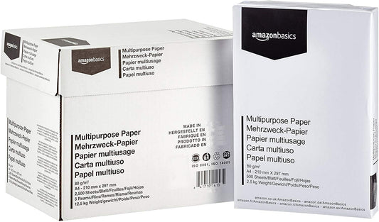 DIN A4, 80 g/m², 2500 gab., 5 iepakojumi pa 500, balts
