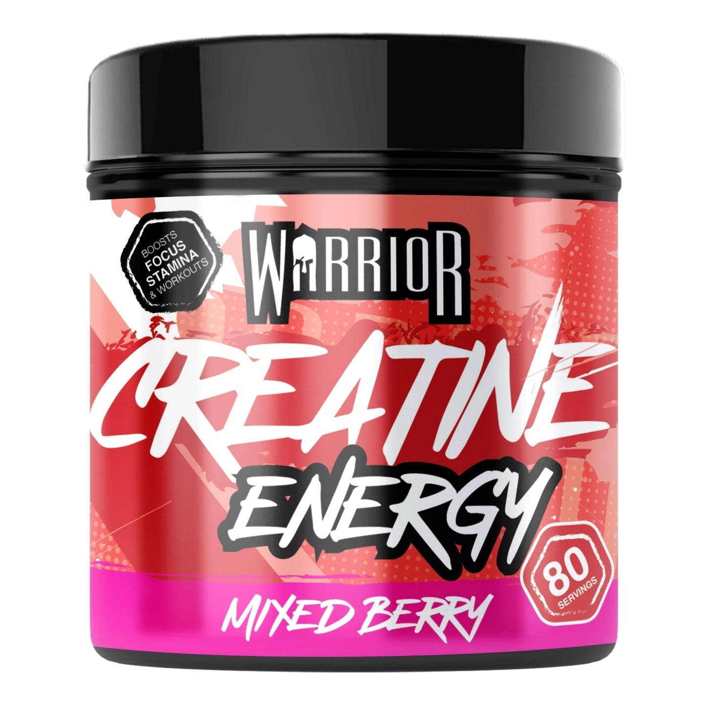 Kreatīns Warrior Creatin + Pre-Workout pulveris 360 g, kofeīns, Mixed Berry