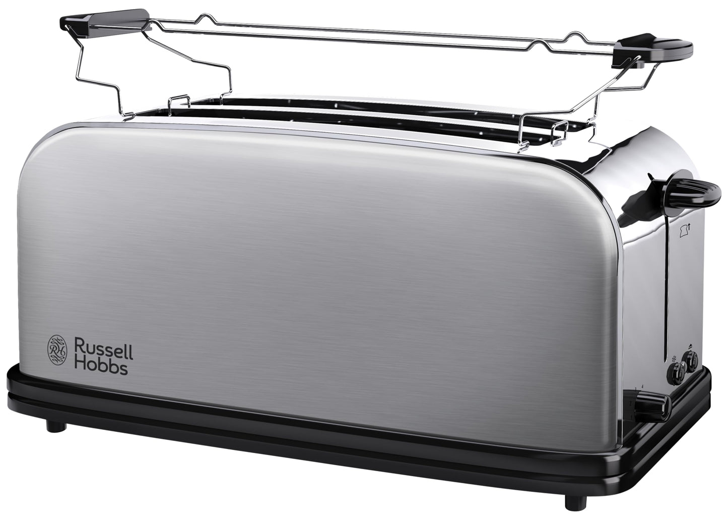 Russell Hobbs tosteris [2-slota garais slots 4 šķēlēm / 2 platām maizes šķēlēm] Adventure nerūsējošais tērauds (papildu platās tosta slots, ieskaitot maizīšu uzlikumu, 6 brūnināšanas līmeņi + atkausēšanas funkcija) 23610-56