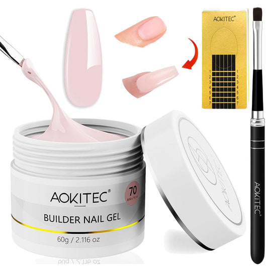 Aokitec 60g rozā būvēšanas gēls gēla nagiem, UV Builder Gel, cietais gēls