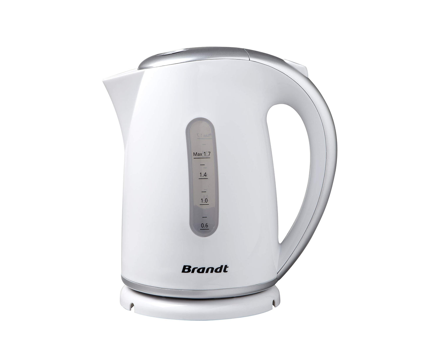 BRANDT bo1705s tējkanna - balta/sudraba, 1,7 l, elegants dizains, ātra uzsildīšana