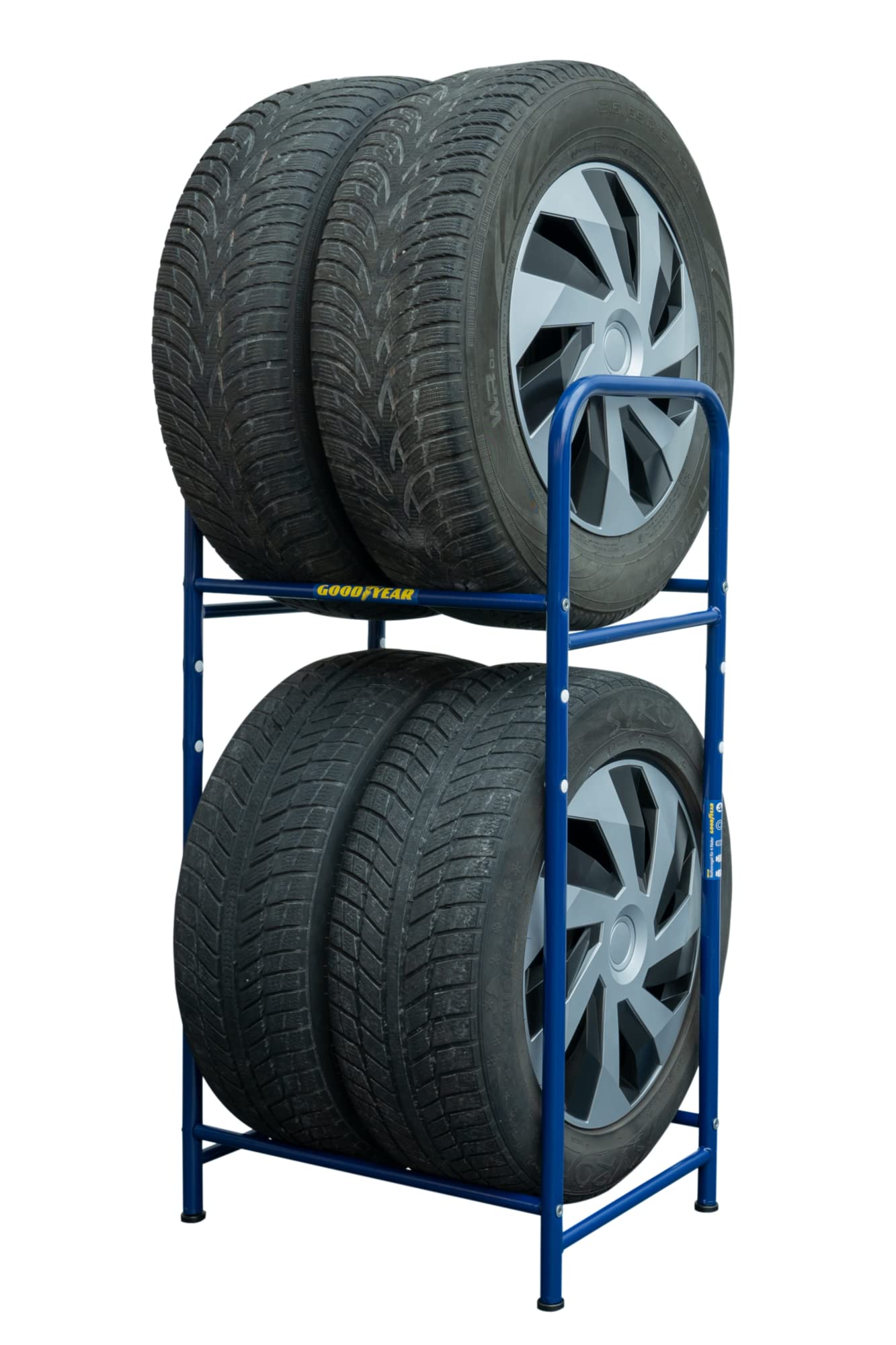 Goodyear riepu plaukts 4 riepām, vietu taupoša uzglabāšana, regulējams augstums, 2 līmeņi, slodze līdz 120 kg