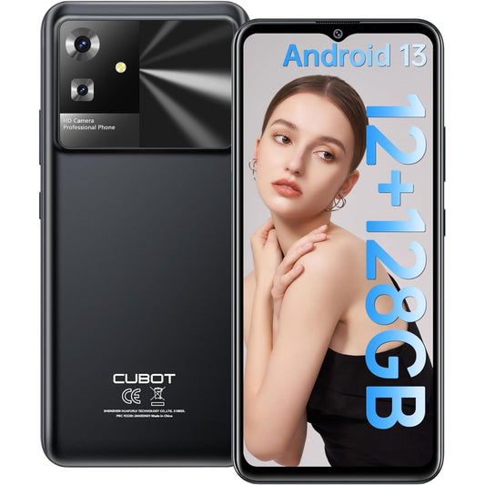 CUBOT Note 21 - 6.5" HD+ smartphone, 6GB RAM, 128GB storage, 50MP dual camera, 5200mAh battery, Android 13, black