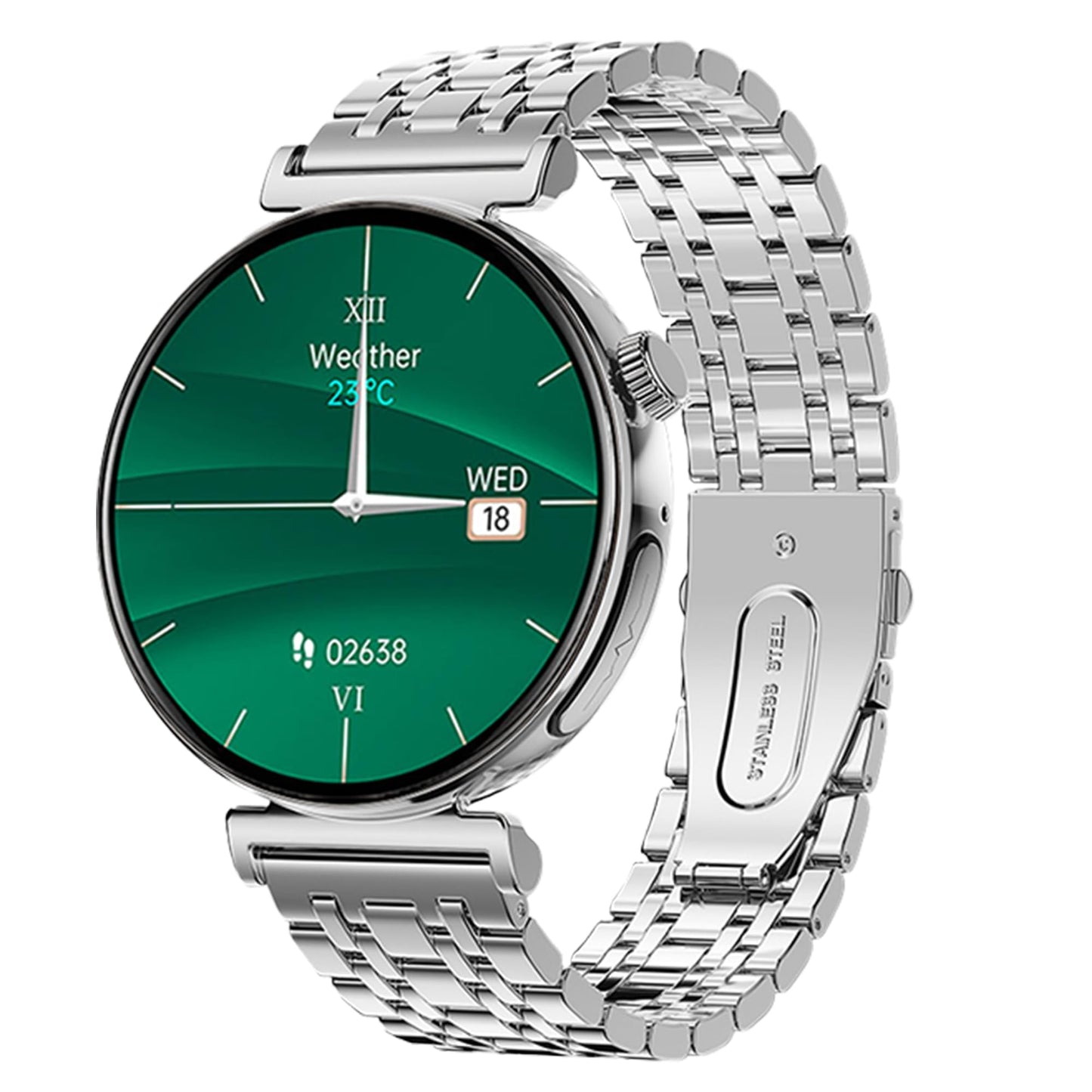 Knauermann PRO 3 Mini (2024) Sudrabs - Veselības pulkstenis ar EKG, HRV, SOS, AMOLED displeju, Bluetooth, sudraba aproce.