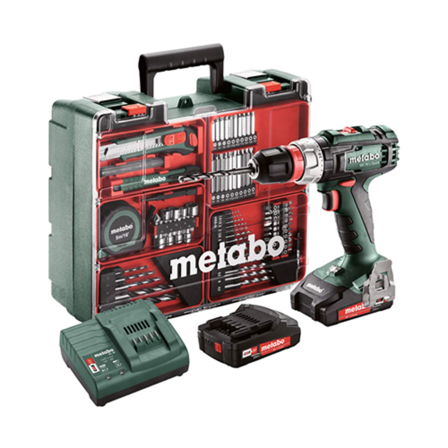 Metabo BS 18 L Quick Set - 18V cordless drill-screwdriver with 2x2.0Ah batteries and mobile workshop, model 602320870.