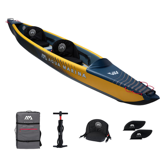 Piepūšamais kajaks Aqua Marina Tomahawk AIR-K, 2 personām, augstspiediena Drop-Stitch premium, 440 cm, Marine/Gelb