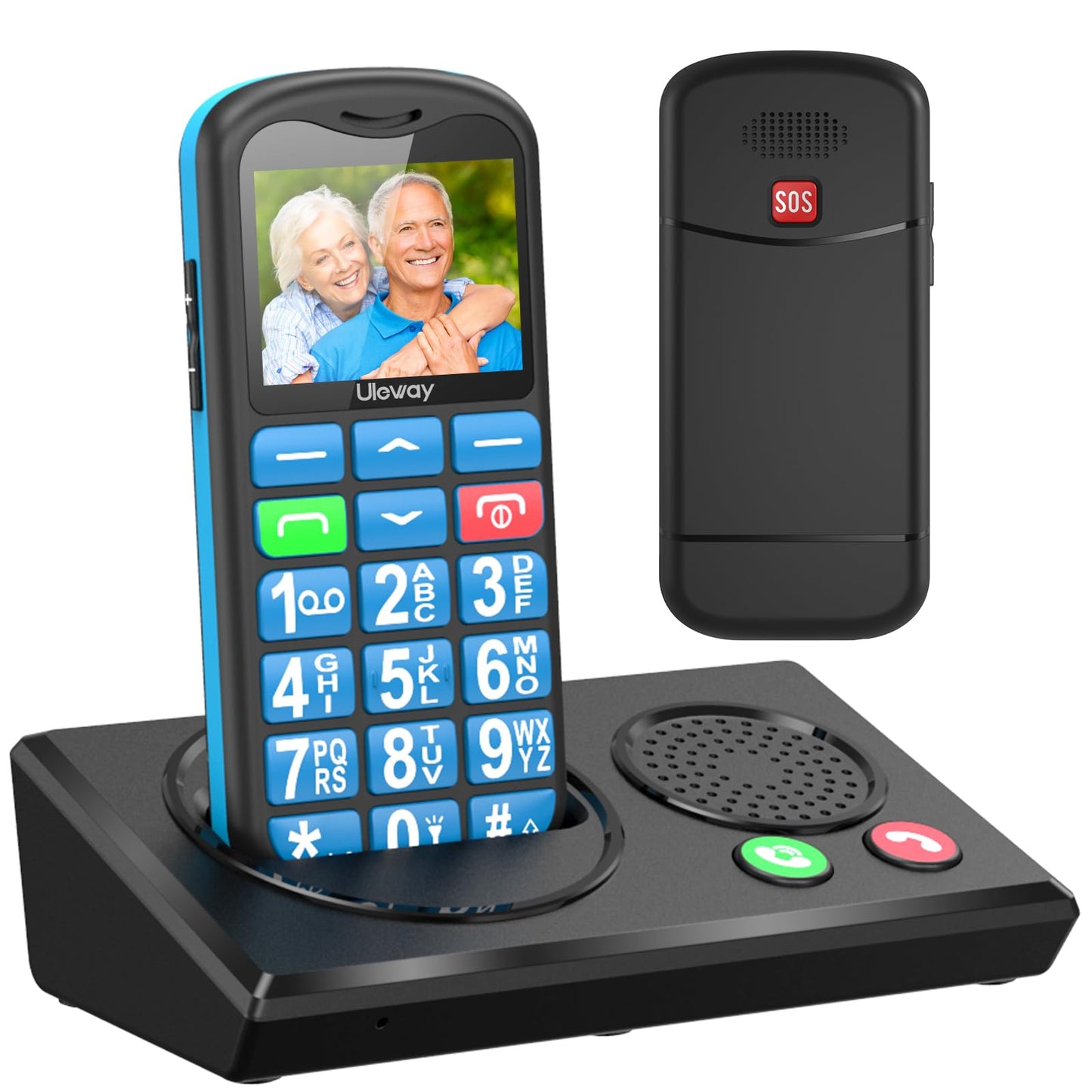 4G senioru mobilais tālrunis Tosaju bez līguma, Bluetooth uzlādes stacija, brīvroku režīms, skaļa skaņa, telefons ar lielām pogām senioriem, vienkārši lietojams pamattelefons ar SOS ārkārtas pogu