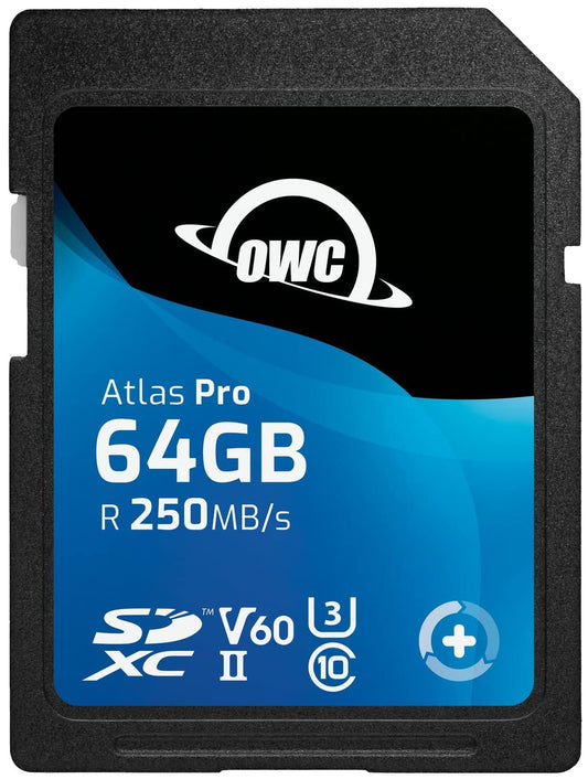 OWC Atlas Pro 64 GB SDXC UHS-II V60 - High-speed storage, durable design, ideal for professional photography and videography.
