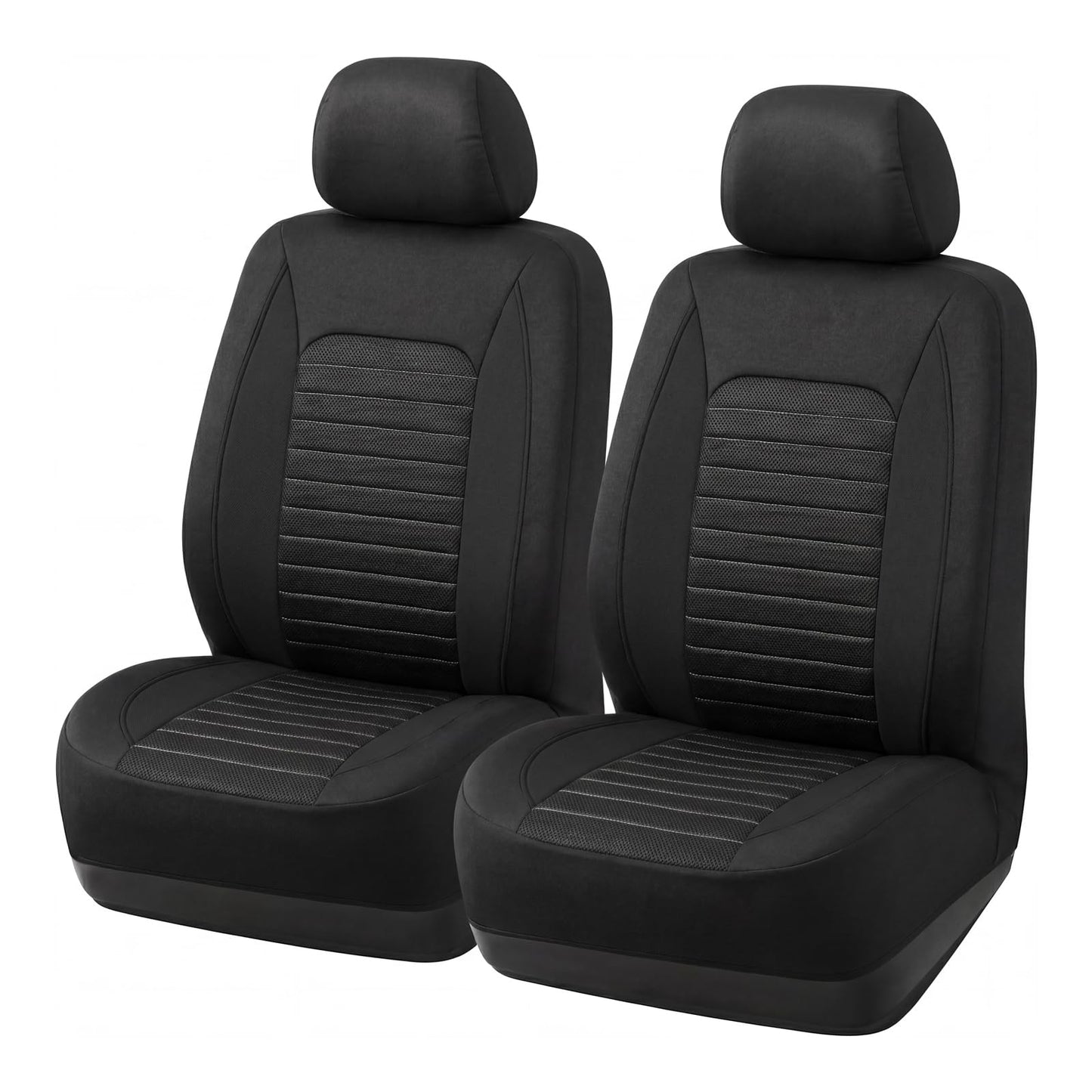 Auto sēdekļu pārvalki AUTOYOUTH universāli priekšējiem sēdekļiem, melni, elpojošs 3D sandviča siets un putna acs audums, pārvalki ar airbag atvērumu un klikšķa aizdari