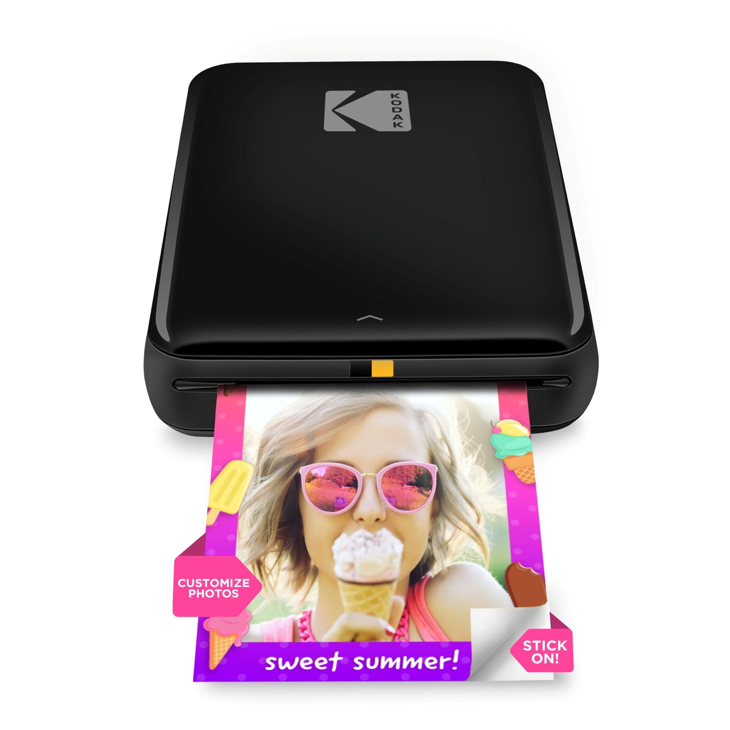 KODAK Step tūlītējais viedtālruņa fotoprinteris, pārnēsājams mini krāsu mobilais fotoprinteris, Zink 2x3” pašlīmējošas fotogrāfijas, Bluetooth savietojams ar iOS un Android ierīcēm, lietotne foto rediģēšanai, melns