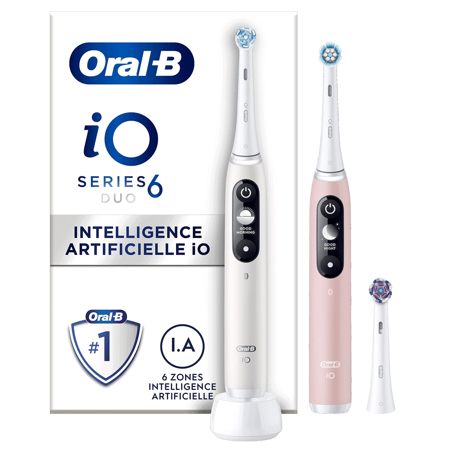Oral-B iO elektriskās zobu birstes, baltas un rozā, 6 gabali