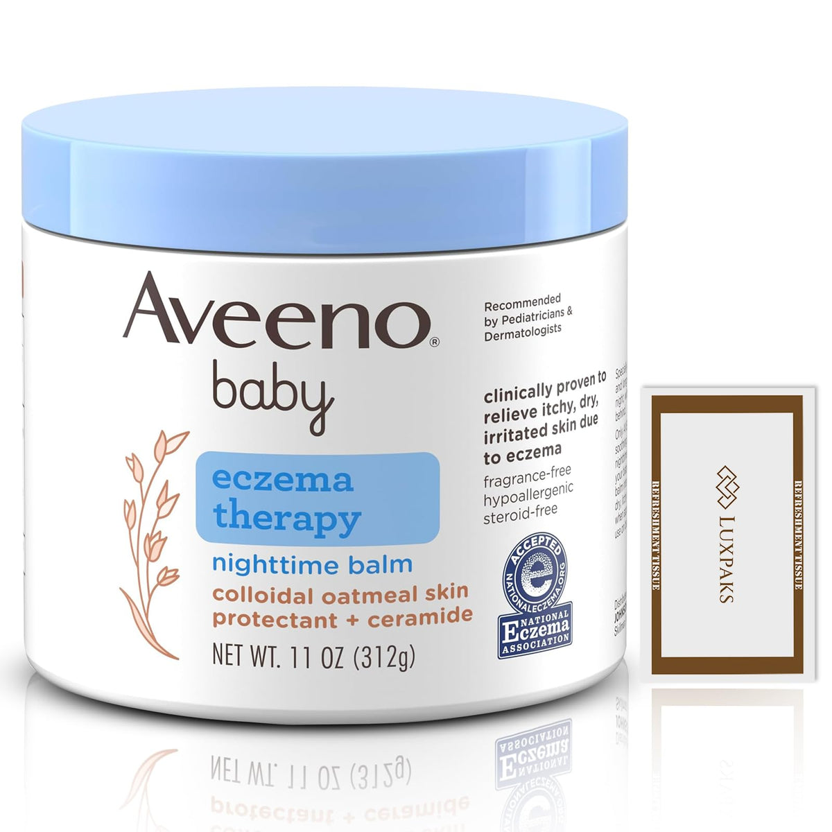 Bērnu kopšanas komplekts Aveno Eczema Night Balm, 325 ml + LUXPAKS salvetīte