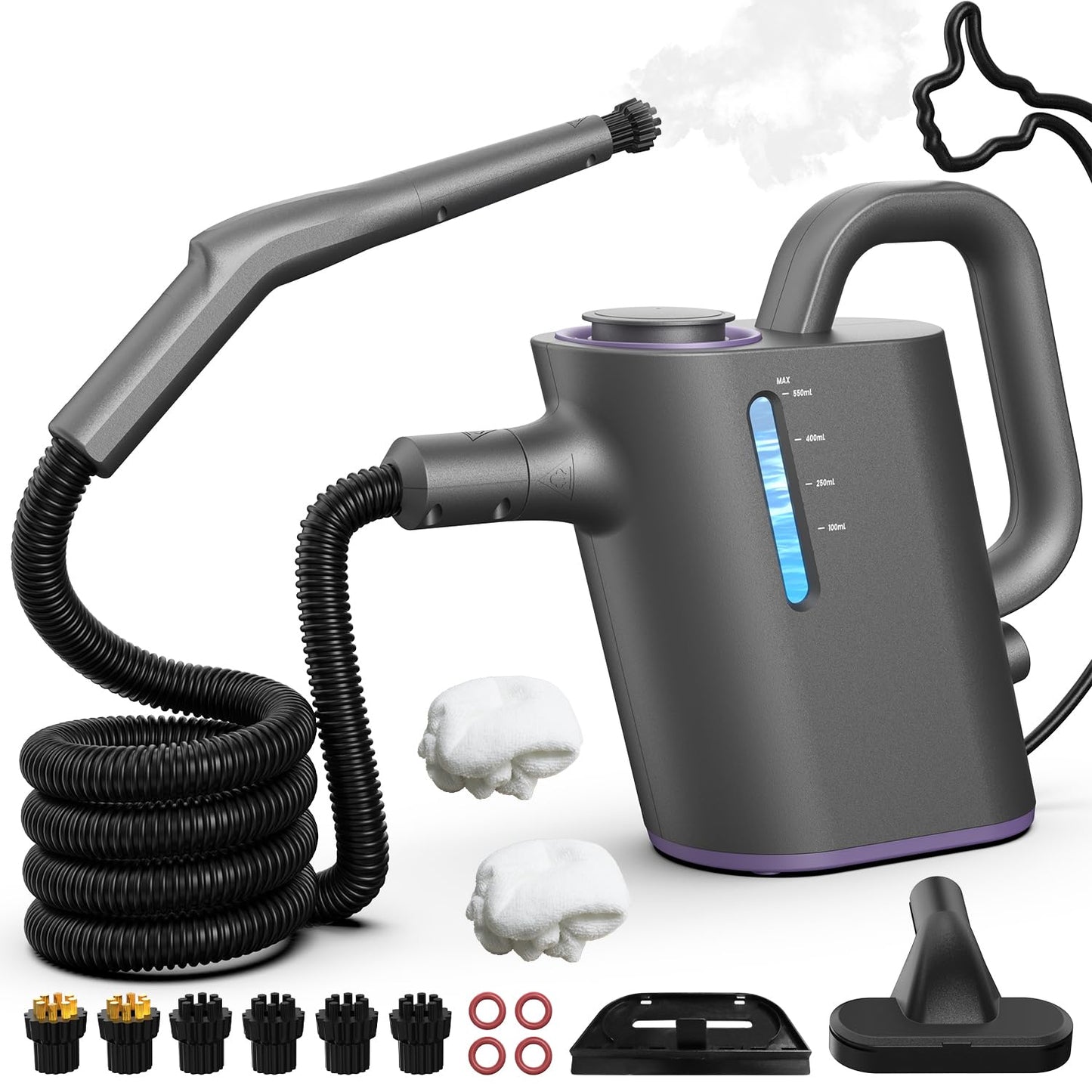 Tvaika tīrītājs ar rokturi 15 sek. uzsildīšana, 550 ml tvertne Steam Cleaner