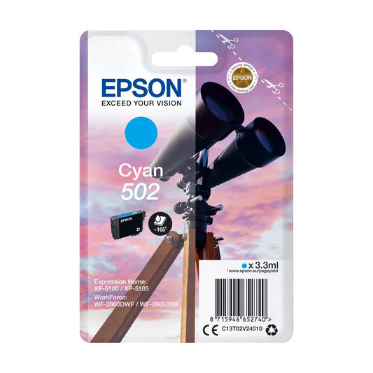 Epson 502 tinte - ciāna, saderīga ar XP-5100, XP-5150, WF-2860DWF, ReadyPrint Flex-tintes tarifi.