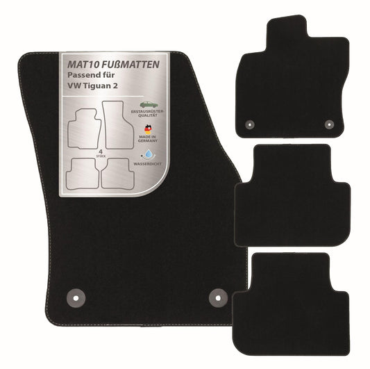 MAT10 – automašīnas paklāji, kas piemēroti VW Tiguan 2 (no 04/2016, tips AD1) no velūra | 4 daļu automašīnas paklāju komplekts | izturīga oriģinālo ražotāju kvalitāte, izgatavots Vācijā, melns